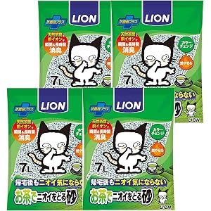 ライオン (LION) お茶でニオイをとる砂 猫砂 7L×4個 (ケース販売)