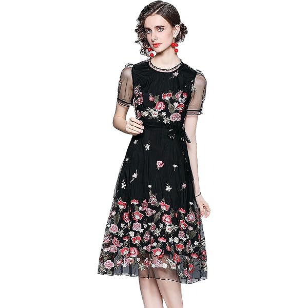 Amazon | [EightSTAR Dress] エレガント 刺繍 パーティードレス