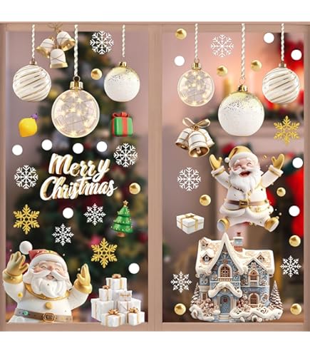 Amazon.co.jp: クリスマス ステッカー 窓 シール 飾り 8枚セット 静電
