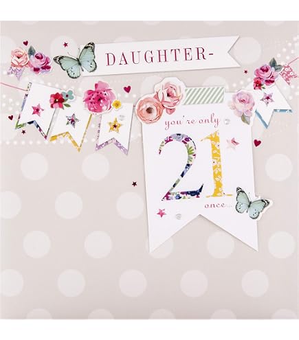 Geburtstagskarte Für Die Tochter – Happy 21st Birthday, 12,7x17,8 Cm, Mit Umschlag & Persönlicher Gestaltung