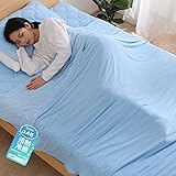Zdeysun タオルケット シングル 夏用 ひんやり ブランケット 冷感掛け 接触冷感 Q-Max0.45 冷感＆タオル地 クールケット リバーシブル 吸湿速乾 柔らかく肌触り 抗菌 防臭 防ダニ 洗える 春夏秋兼用（140×200cm ブルー）