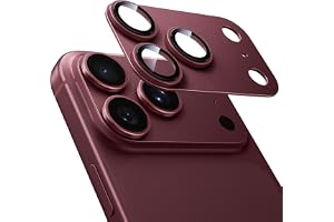NIMASO カメラフィルム iPhone 18 Pro 用 カメラ保護 アルミ合金製 レンズカバー バーガンディ 1枚セット | 9H強化ガラス 耐衝撃 全面保護 黒縁取り 超薄設計 露出オーバー防止 指紋防止 高透過 防塵 貼り付け簡単 いPho