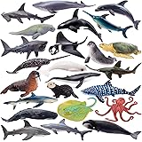 TOYMANY 24PCS海洋生物フィギュア 海の生き物フィギュアセット ミニ動物フィギュア ミニ海洋動物モデル リアルな動物模型 海洋おもちゃ 人気動物 玩具 誕生日プレゼント クリスマス 新年 飾り物 コレクション ６歳以上