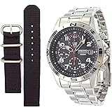 SEIKO メンズ腕時計 クロノグラフ ミリタリー調ベルト付 ブラック x レッド 正規流通品 SND375P [並行輸入品]