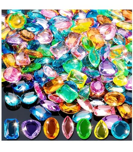 Party Favors YUQILIN 120 PCS Gemstones For Kids Toy Pirate Treasure Jewels Fake Acrylic Gems, Diving Pool Colorful Bling Diamonds Plastic Gem For Kid With Burlap Bag Stickers For DIY Fillers Home
