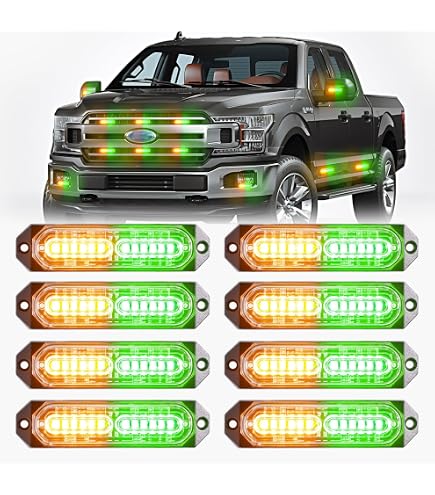 Xprite Amber & Green LED Strobe Light Kit - 8-PC Surface Mount, 12V, With Control Panel, For Trucks, ATV, UTV - View #10