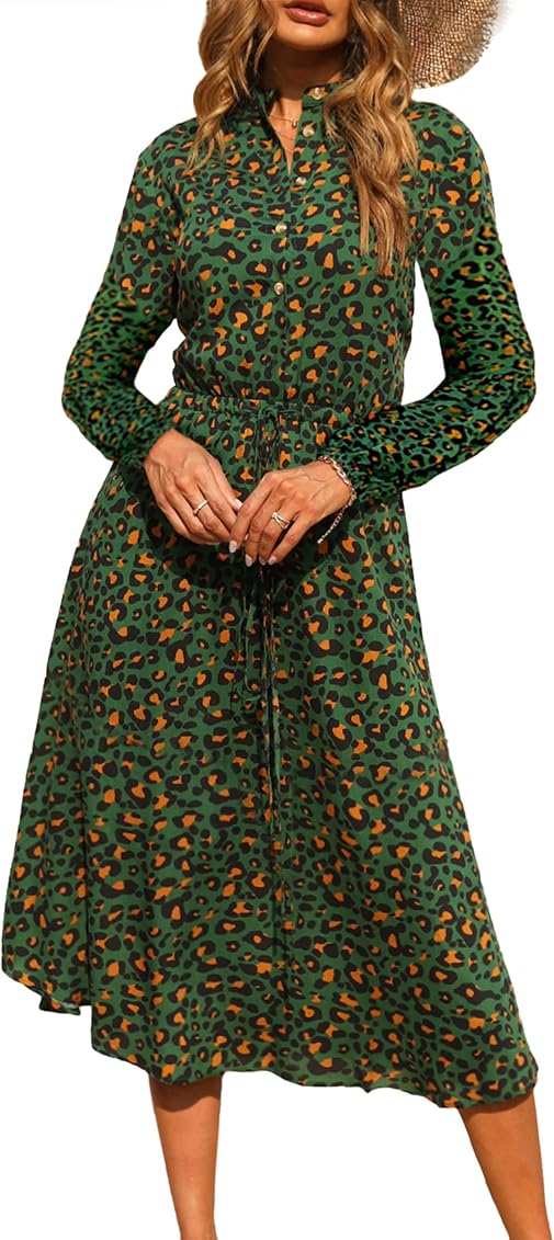 KIRUNDO 2021 Women's Midi Leopard Dress 