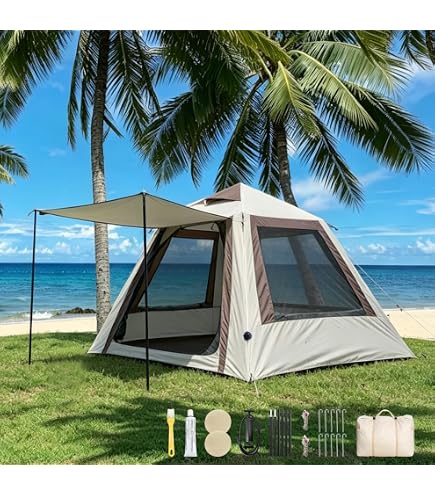 Amazon.co.jp: エアーテント インフレータブルテント 2～6人用 小屋型