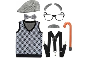 DAFEDE Kids 100 Days School Old Man Costumes Halloween Costume Dress up Outfit Accessories