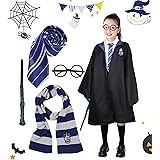 [§ｙ∞ｙｏｉｙａｓｕ] ハリーポッター コスプレ ハロウィン 子供用 仮装 キッズコスチューム ローブ 眼鏡 ネクタイ マフラー 魔法の杖 5点セット 子供コスプレ 衣装 パーティー クリスマス 学園祭 USJ ユニバー イベント 男女兼用