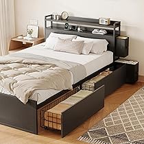 【MY様用】大容量収納 セミダブル ハイタイプ ブラック 引き出しなし　組立式 Amazon｜Naotico 収納ベッド セミダブル 宮棚付き 引き出し4つ 位置