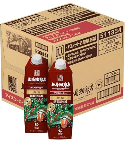 Amazon.co.jp: 上島珈琲店 アイスコーヒー 無糖 紙パック 1000ml×12本