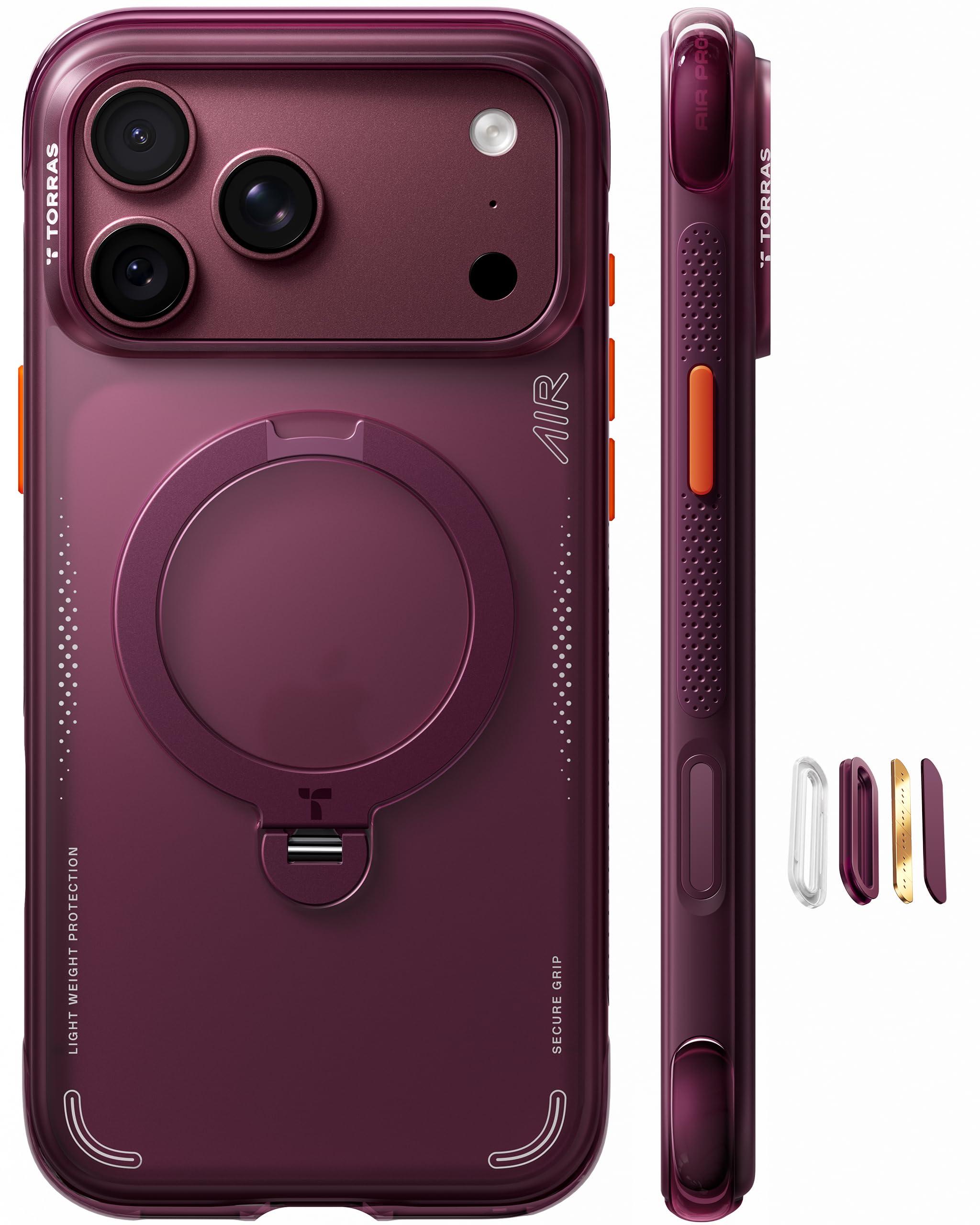 TORRAS iPhone 18 Pro Max 用 ケース「Ostand Q3 Air」エアバッグ保護構造 4倍米軍規格耐衝撃 MagSafe対応 | 軽やか超強保護エアバッグ 米軍MIL規格 360°回転リングスタンド 縦横両対応 ワイヤレス充電