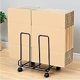 [山善] ダンボール 収納 (ダンボールストッカー) 幅30.5×奥行22.5cm しまいやすく倒れにくい(側面大小設計) 簡単ひとまとめ キャスター付き ダンボールラッック 組立品 ブラック RDSW-165(BK)