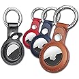 Eusty Air Tag Keychain for Apple Airtags Holder, 4 Pack Protective Leather Airtags Case Tracker Cover with Air Tag Holder, Ai