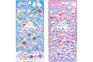 KRGNPLE 実店舗品質 しずくちゃん シール プチドロップステッカー 励ましステッカー 3D 立体 2 枚入り 精巧な柄 シール手帳用 装飾 DIY クリエイティブ かわいい ギフト（No.9+No.10）