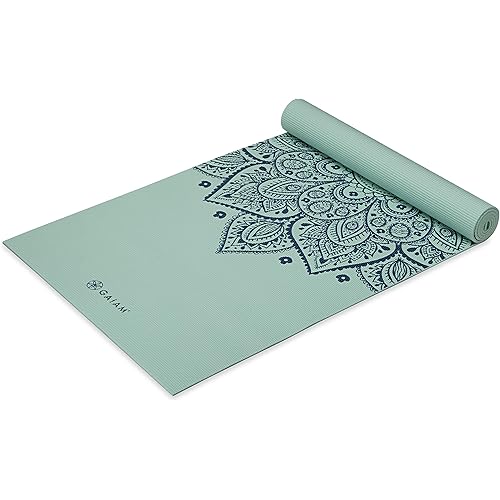 Gaiam Yoga Mat - Premium 5mm Print Thick Non Slip Exercise & Fitness Mat for All Types of Yoga, Pilates & Floor Workouts (68"