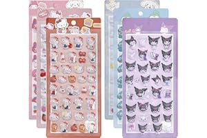 【6枚セット】ぷくぷくシール 3Dシール ぷっくり 女の子 立体ステッカー かわいい エポキシ樹脂 萌え系 貼り直し可能 手帳・ノート・封筒に装飾