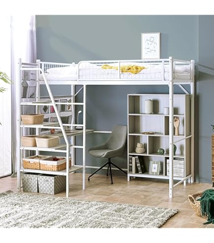 Amazon｜ロフトベッド シングル システムベッド コンセント付き デスク