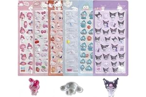 3dシール 立体シール ぷくぷくぷっくり かわいい 6枚セット 立体 おしゃれ デコシール ごほうび 子供 貼り付け可能 贈り物 手帳 携帯 DIY用 手帳用 貼り付け可能 女の子 (6セット)