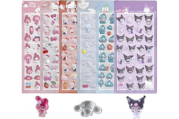 3dシール 立体シール ぷくぷくぷっくり かわいい 6枚セット 立体 おしゃれ デコシール ごほうび 子供 貼り付け可能 贈り物 手帳 携帯 DIY用 手帳用 貼り付け可能 女の子 (6セット)