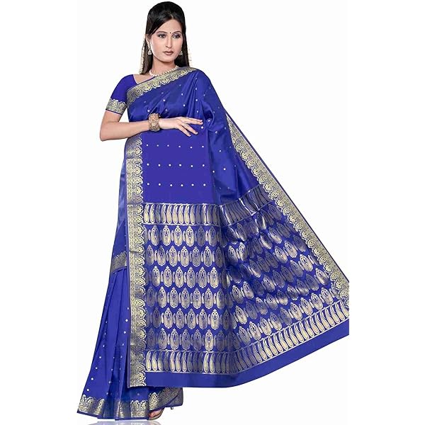 インドシルクサリーブルー& ゴールド Amazon.co.jp: [Indian Selections] レディース - アイランド
