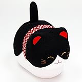 大阪 長生堂 置物 招き猫 ゆらゆらソーラー 黒猫 座り猫 ちりめん 開運グッズ オリジナル木札付