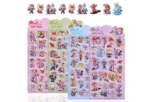 3dシール ズートピア立体シール 可愛い ボンボ 4枚セッステッカー キラキラ 携帯電話飾り用 DIY用 手帳用 貼り付け可能 手芸用品 贈り物 子供 女の子 (B) (P)