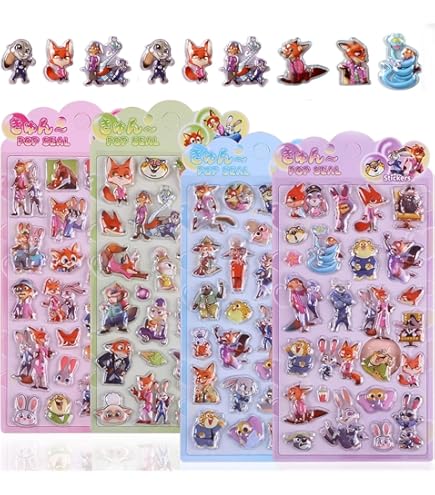 Amazon | ズートピア2 3Dシール ぷくぷくシール 立体ステッカー 透明
