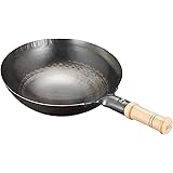 山田工業所 片手 中華鍋 鉄製 打出 木柄 ハンドル 30cm