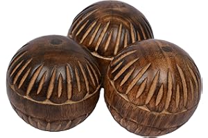 EDHAS Decorative Mango Wood Round Balls Set of 3 for Centerpiece or Individual Use Ideal for Use in Tray Bowl or Basket Decor