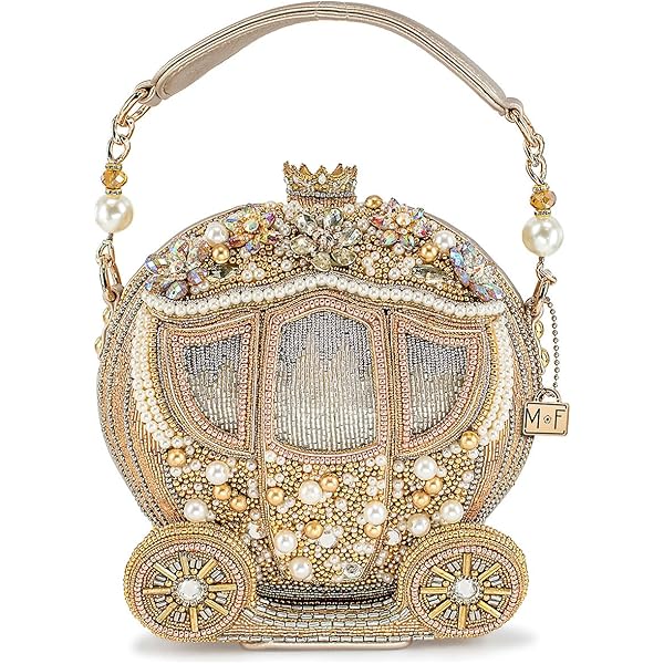 MARY FRANCES メアリーフランシス ハート型ビーズクラッチバッグ Mary Frances Spark of Love Beaded Bridal Clutch, Silver