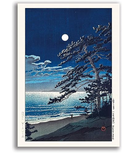 Amazon.co.jp: 川瀬巴水 版画 七里ヶ浜-昭和5年 56x39cm 大判
