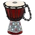 Meinl Percussion HDJ8-XXS - Mini Djembe In Legno Con Motivo Floreale, Ideale Per Principianti