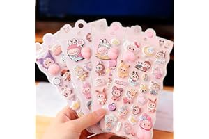 シール 可愛い 6/4枚立体 ボンシール ハローキティ手帳用 子供DIY用 日記帳用 貼り付け可能 手芸用品 スマホケース 手帳 diy 贈り物1シート入り (4, スタイル1)