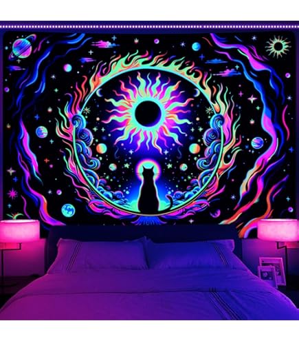 Amazon.co.jp: OSVINO ブラックライト 命の木 タペストリー 130X150CM