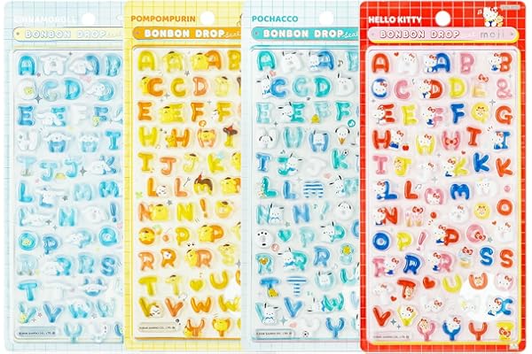 サンスター文具(Sun-Star Stationery) サンリオキャラクターズ グッズ ボンボンドロップシール もじシリーズ Aセット N8815stA
