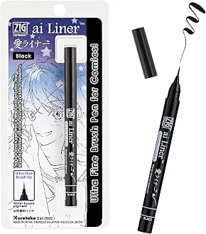 Kuretake ZIG CARTOONIST MANGAKA Black 5er Set – Fineliner & Flexible Stifte Für Manga, Illustration, Lettering