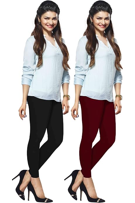 LUX LYRA Women's Cotton Leggings (Red 