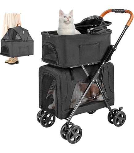 Amazon.co.jp: PETTOM ペットカート 2段式の上下段セット 多頭 猫 犬