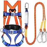 TT TRSMIMA Safety Harness Fall Protection Kit: Full Body Roofing harnesses with Shock Absorbing Lanyard - Updated Comfortable