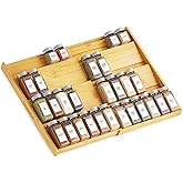 SpaceAid Bamboo Spice Drawer Organizer, (Need 3" Deep Drawer) Expandable 4 Tier Spices Rack for Cabinet, Kitchen Seasoning St
