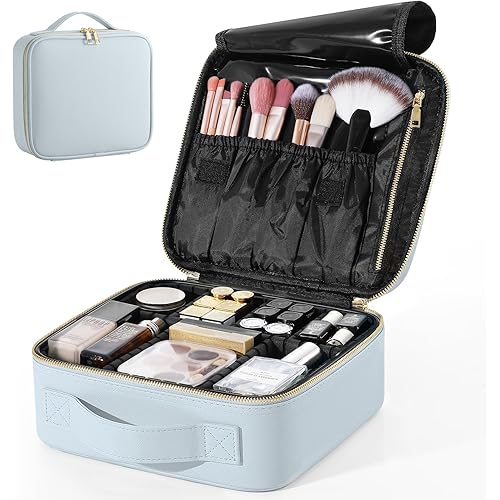 メイクボックス 大容量 Luxspire メイクポーチ 可愛い プロ用 コスメボックス メイクブラシバッグ 化粧ポーチ コスメポーチ 仕切り 持ち運び 防塵 收納 置き方調整可能 通勤・出張・旅行用 機能的收納 大容量 置き方が調整できる 衝撃吸収 