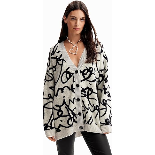 Amazon | [デシグアル] フラワーグラニースクエア カーディガン