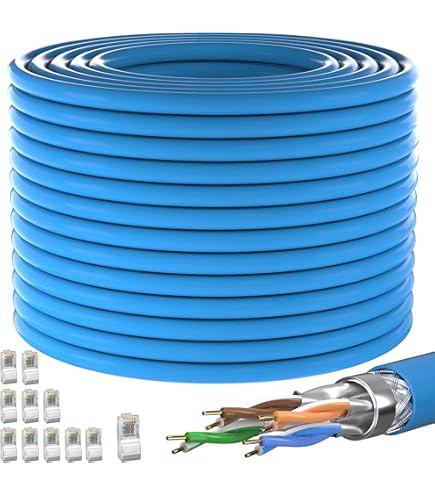 Infinity Cable Products Elite Cat8 Shielded Riser (CMR), 40Gb, 2000MHz, S/FTP 22AWG, Solid Bare Copper, UL Listed, ETL Listed (Blue, 1000ft - View #11