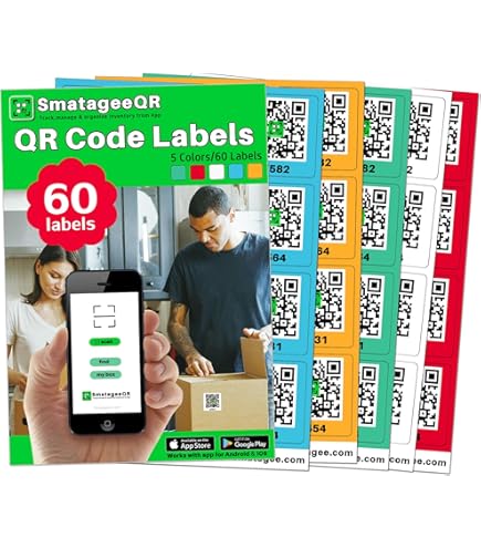 QR-code Smart Labels | Kleurgecodeerde scanbare stickers voor opslagbakken, verplaatsende containers en organisatie | Pack en track inventaris op iOS & Android App | Pack van 48 (Origineel
