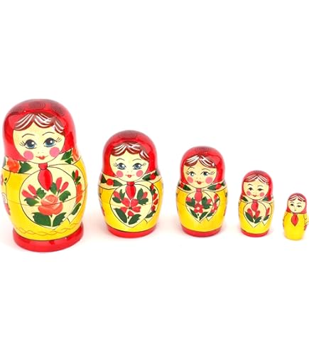 Amazon | セミョーノフ産 マトリョーシカ 7個組 伝統柄 赤 [ロシア