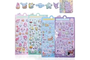 【4枚セット】ぷくぷくシール 3dシール 手帳用 可愛い 立体 Mocasa ぷっくり かわいい ステッカー 手帳 女の子 透明 台紙 用 泡ステッカー ジュエル風 手帳用 diy用 水筒用 携帯電話飾り用 手芸用品