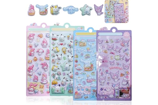 【4枚セット】ぷくぷくシール 3dシール 手帳用 可愛い 立体 Mocasa ぷっくり かわいい ステッカー 手帳 女の子 透明 台紙 用 泡ステッカー ジュエル風 手帳用 diy用 水筒用 携帯電話飾り用 手芸用品