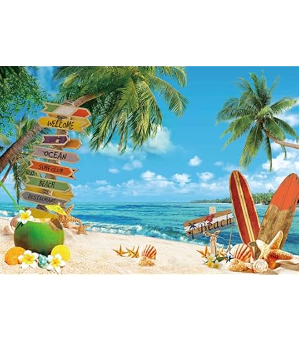 Amazon.co.jp: 夏 トロピカル ハワイ ヤシの木 ビーチ 写真背景 7x5